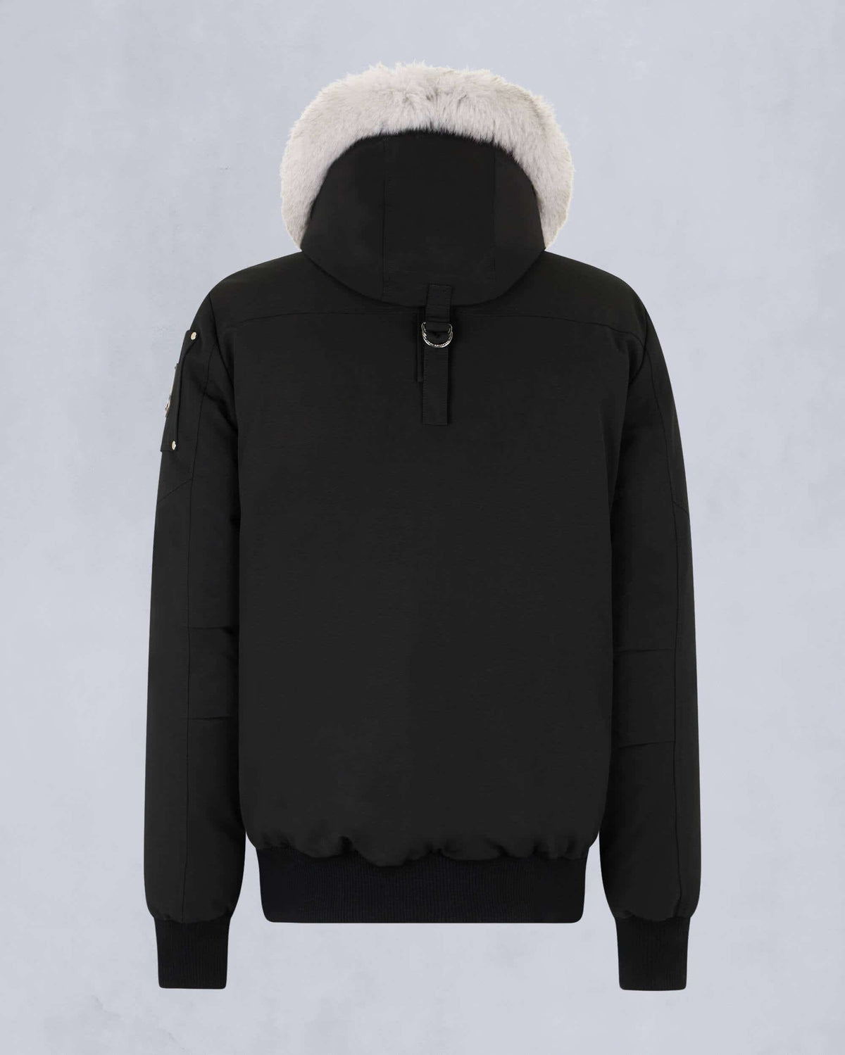 Moose Knuckles Black Contrast-Trim Hooded Bomber Jacket