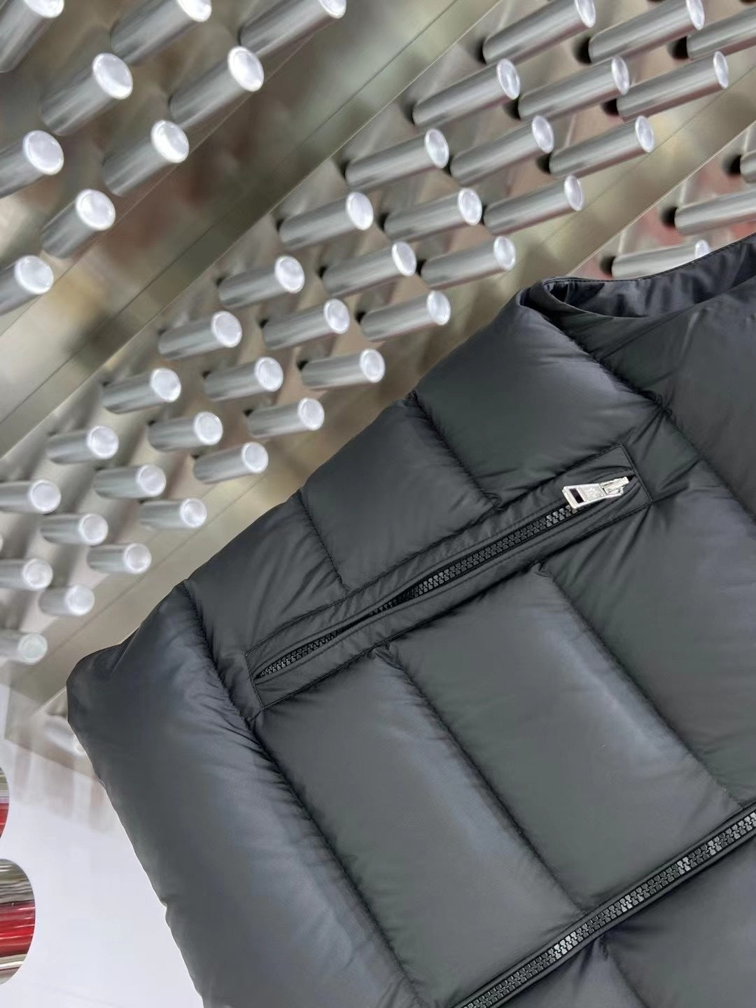 Moncler Charcoal Grey Quilted Logo-Trim Hooded Puffer Vest