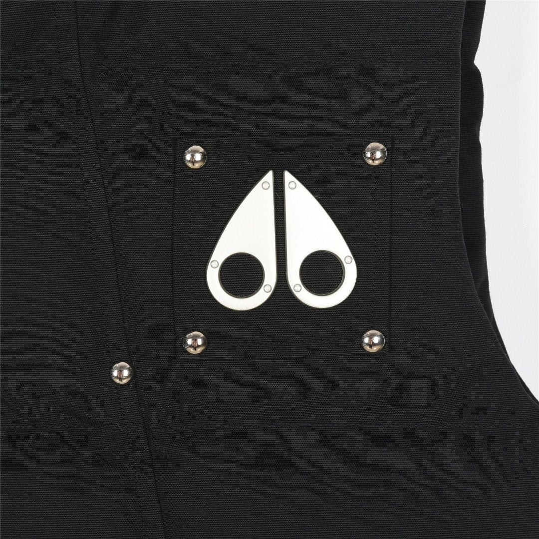 Moose Knuckles Black Quilted Studded Stand-Collar Puffer Vest