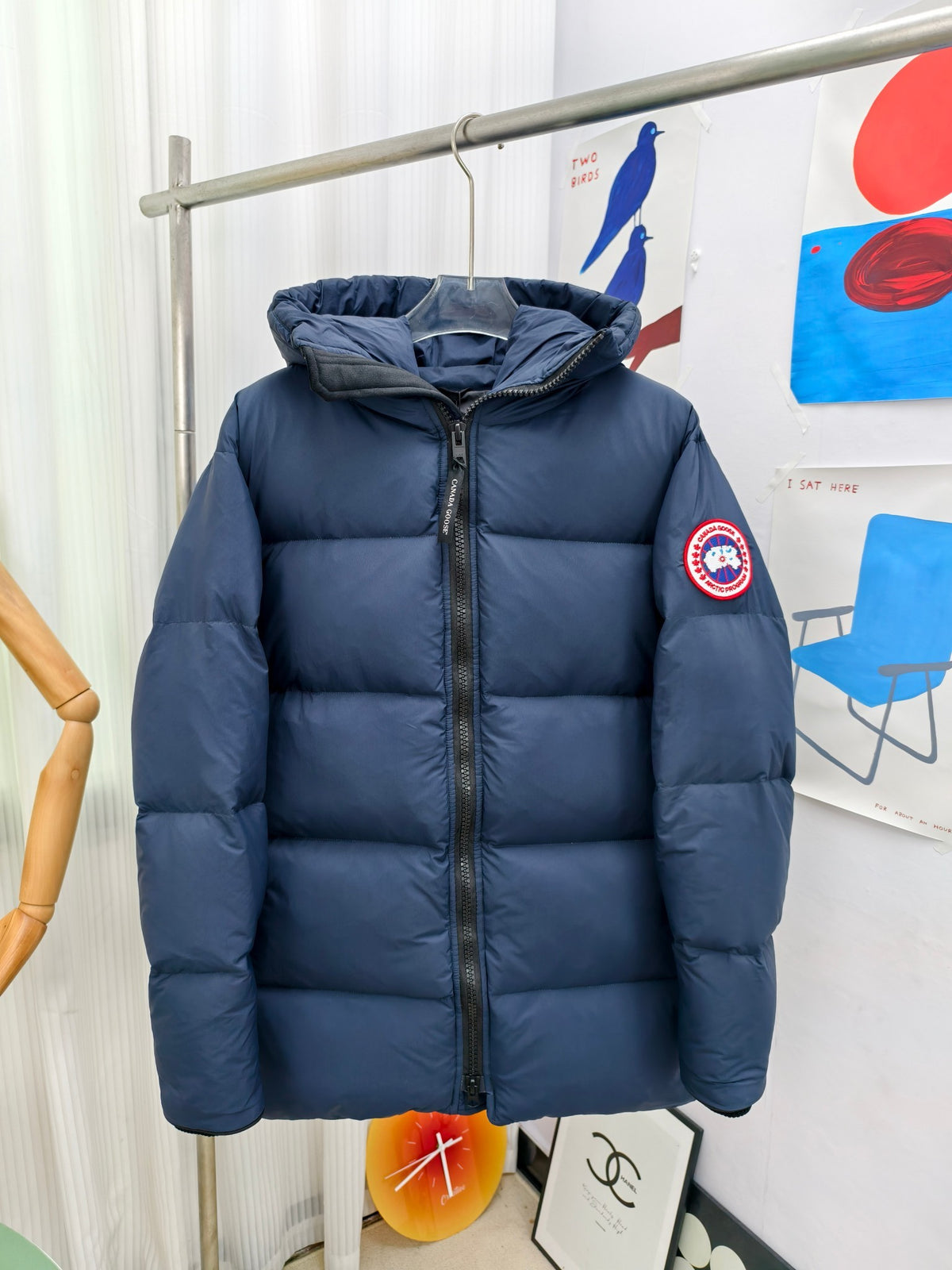 Canada Goose Navy Blue Quilted Hooded Puffer Jacket