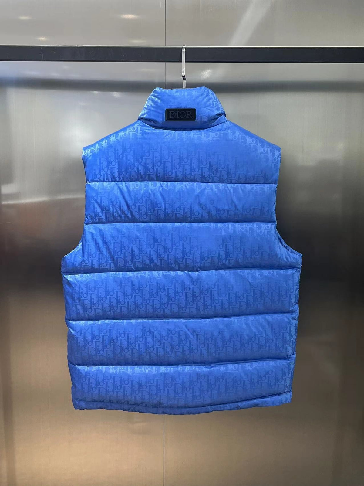 Dior Royal Blue Oblique Quilted Stand-Collar Puffer Vest