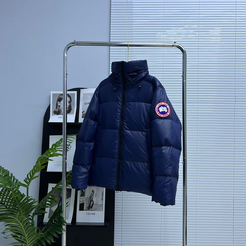 Canada Goose Navy Blue Glossy Quilted Hooded Puffer Jacket