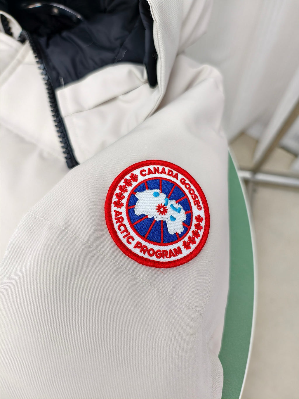 Canada Goose White Quilted Hooded Puffer Jacket