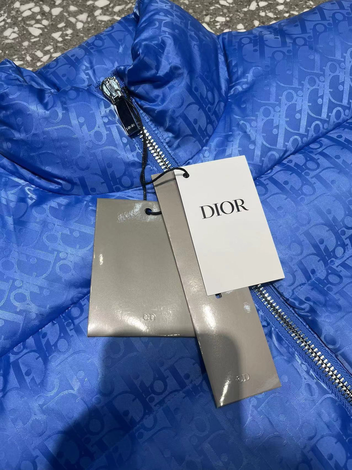 Dior Royal Blue Oblique Quilted Stand-Collar Puffer Vest