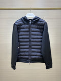 Moncler Black Striped-Hood Quilted-Front Jacket