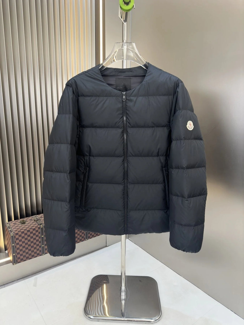 Moncler Black Quilted Collarless Puffer Jacket