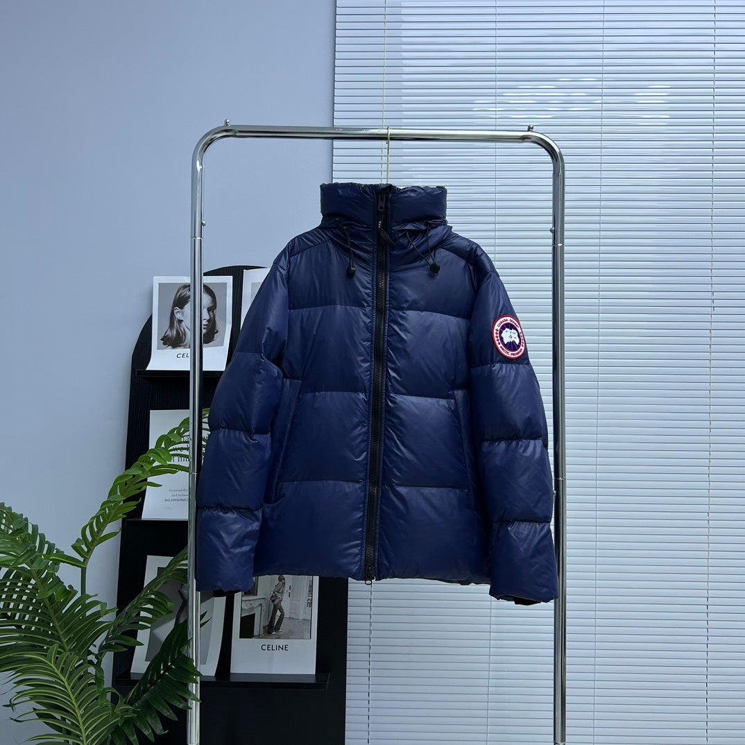 Canada Goose Navy Blue Glossy Quilted Hooded Puffer Jacket