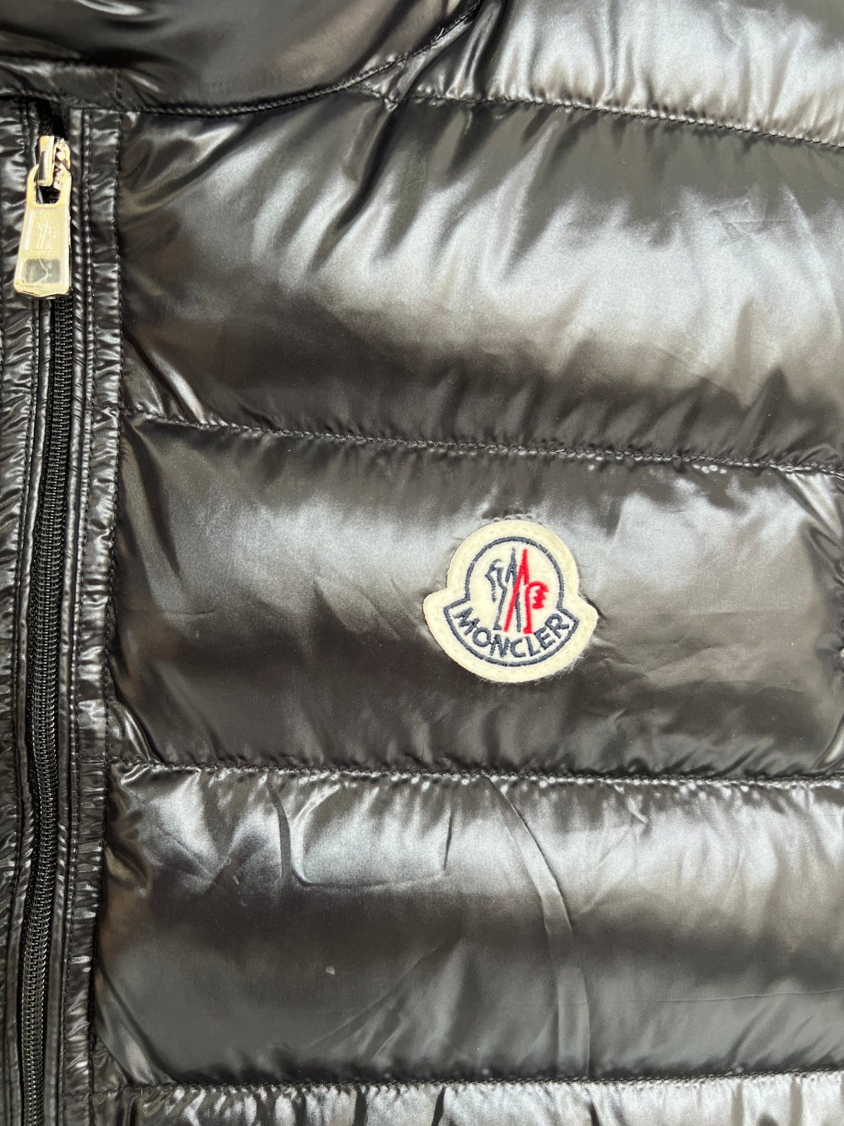 Moncler Black Glossy Quilted Stand-Collar Puffer Vest