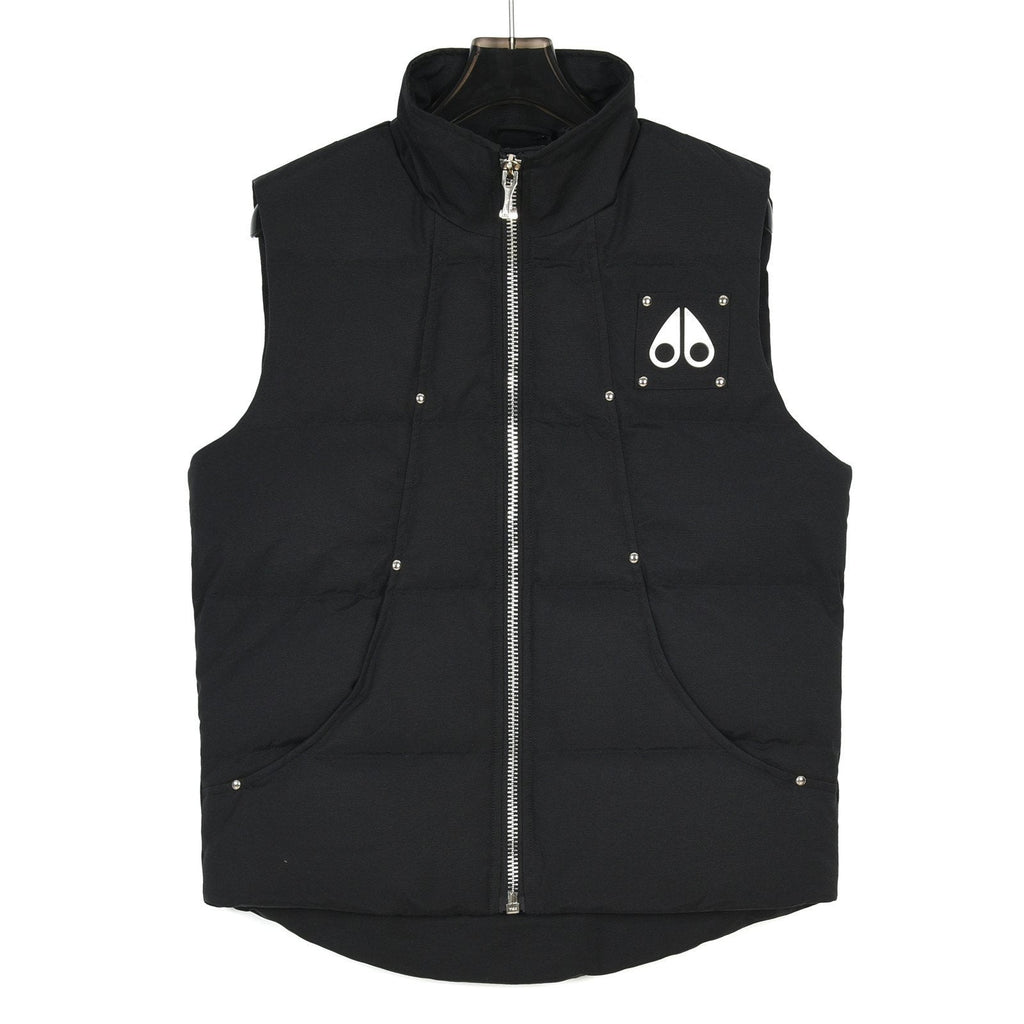 Moose Knuckles Black Quilted Studded Stand-Collar Puffer Vest