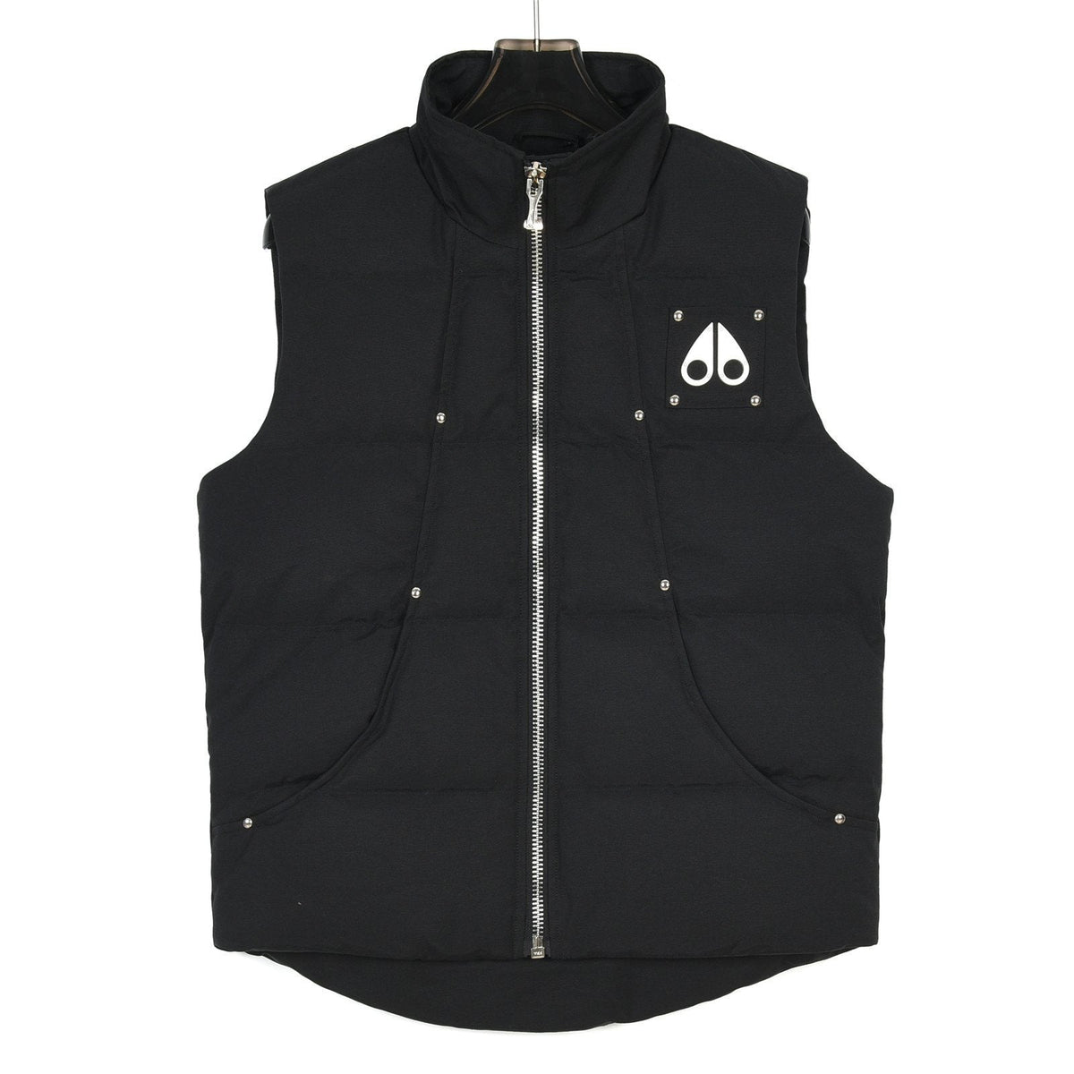 Moose Knuckles Black Quilted Studded Stand-Collar Puffer Vest