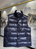 Moncler Navy Blue Glossy Quilted Stand-Collar Puffer Vest