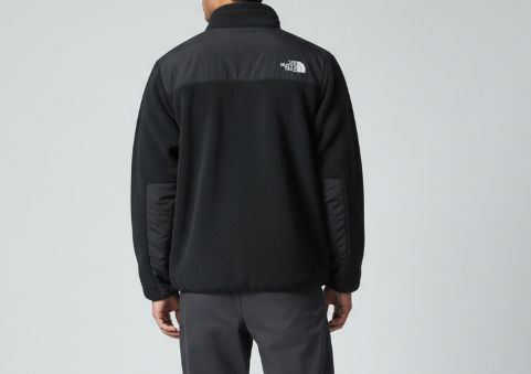 The North Face Black Mixed-Panel Stand-Collar Fleece Jacket
