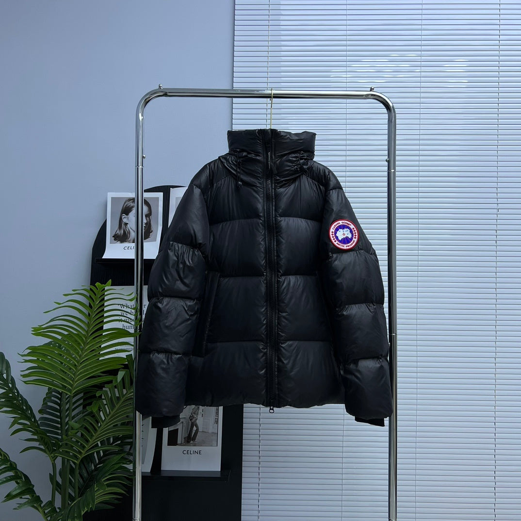 Canada Goose Black Glossy Quilted Hooded Puffer Jacket