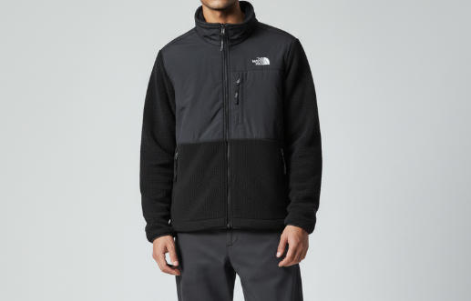 The North Face Black Mixed-Panel Stand-Collar Fleece Jacket