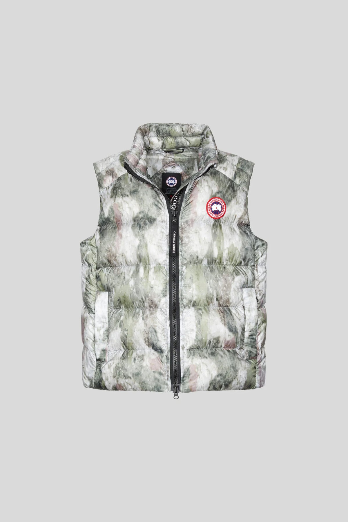 Canada Goose Sage Green and Grey Abstract Print Puffer Vest