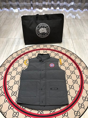 Canada Goose Charcoal Grey Quilted Logo-Patch Puffer Vest